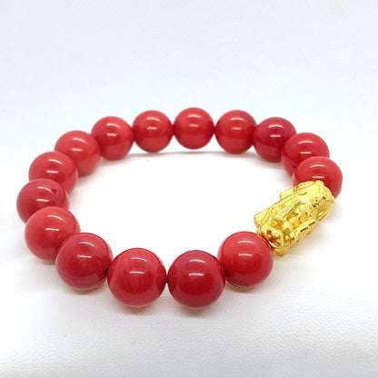 Natural White Coral Dyed Red Bracelet with 10 or 12mm Stones