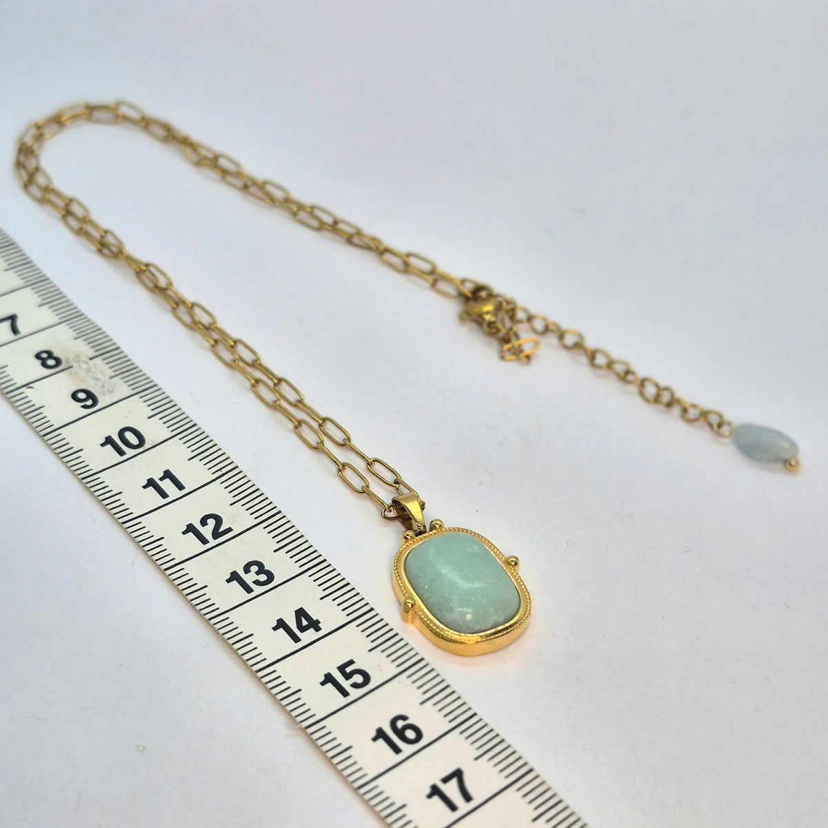 Natural Amazonite Pendant with Stainless Steel Chain