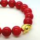 Natural White Coral Dyed Red Money Bag Bracelet - Good Fortune Charm - 10mm