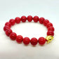Natural White Coral Dyed Red Money Bag Bracelet - Good Fortune Charm - 10mm