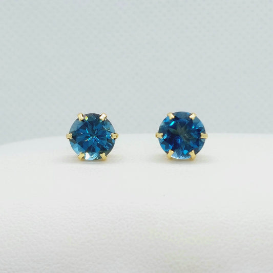 Copy of Natural London Topaz Stud Earrings in Solid 18K Gold Made in Japan