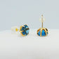 Natural London Topaz Stud Earrings in Solid 18K Gold Made in Japan