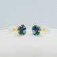 Natural London Topaz Stud Earrings in Solid 18K Gold Made in Japan