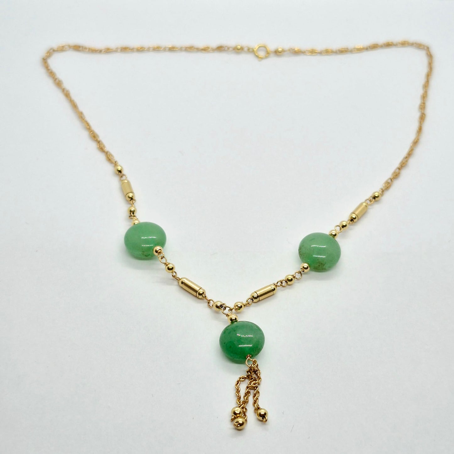 Natural Hetian Jade Necklace in 10K Solid Gold