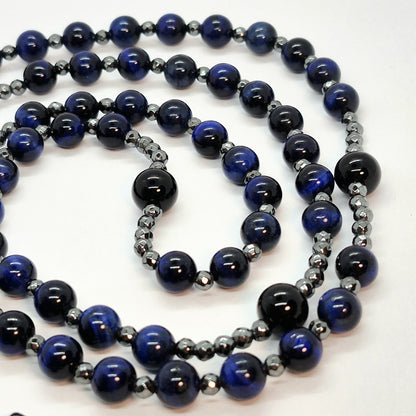 Blue Tiger Eye Rosary with Hematite
