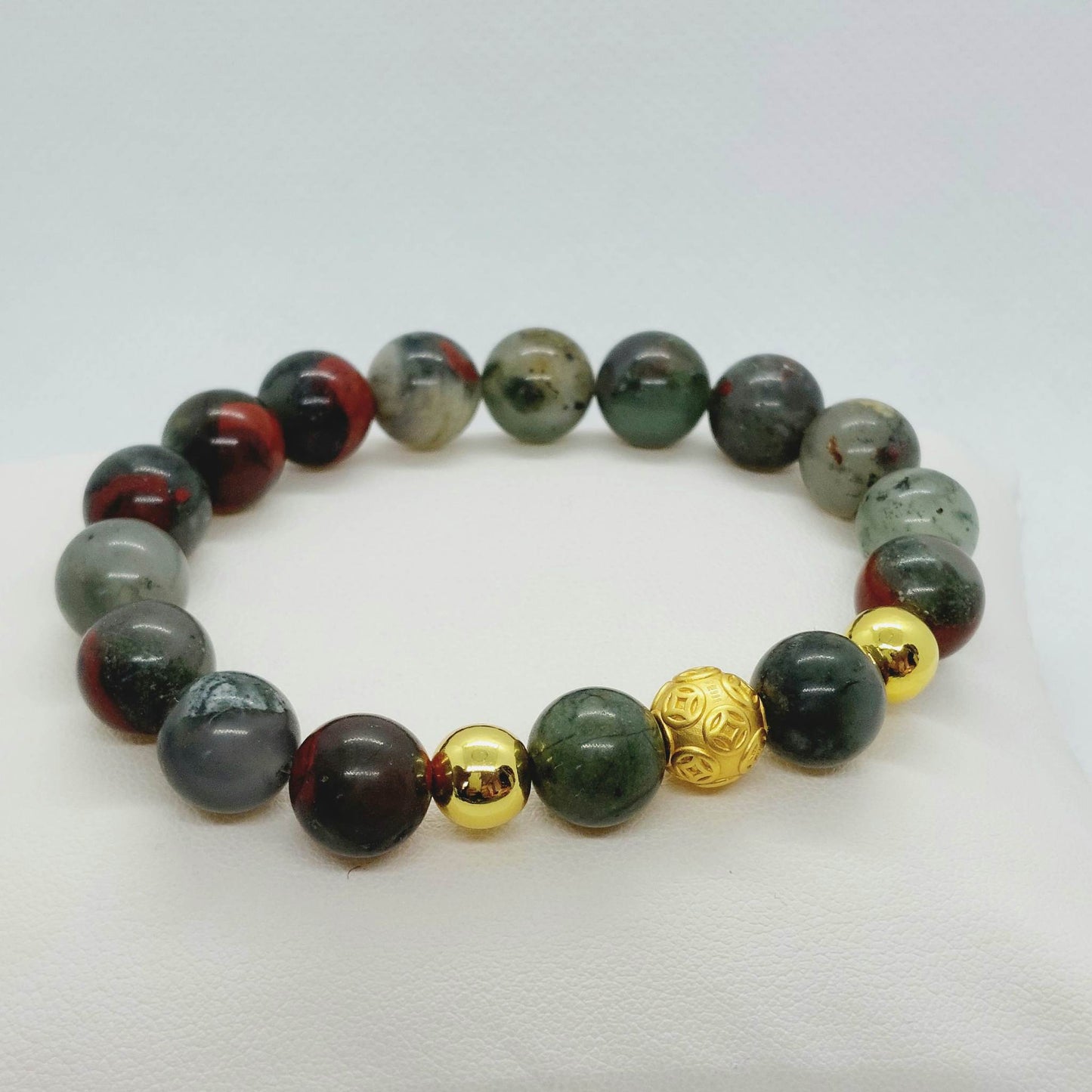 Natural African Bloodstone Bracelet with 10mm Stones