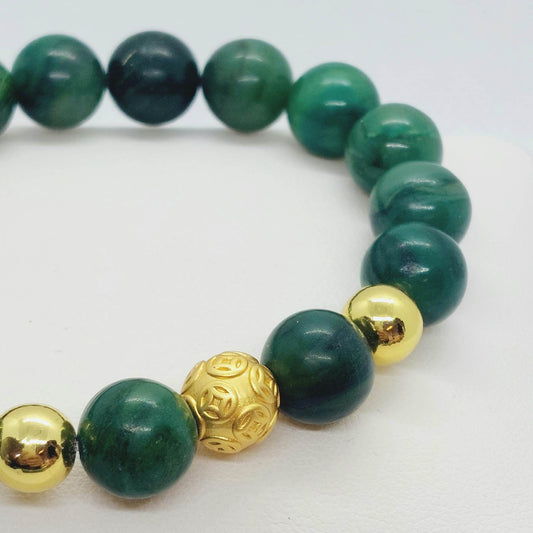 Natural South African Jade Bracelet in 10mm Stones