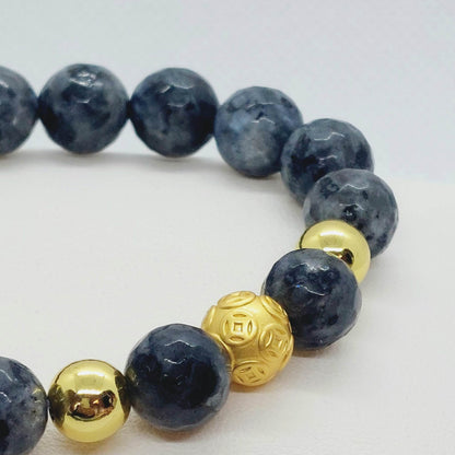 Natural Grey Labradorite Bracelet in 10mm Stones