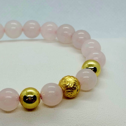 Natural Rose Quartz Bracelet with 8mm Stones