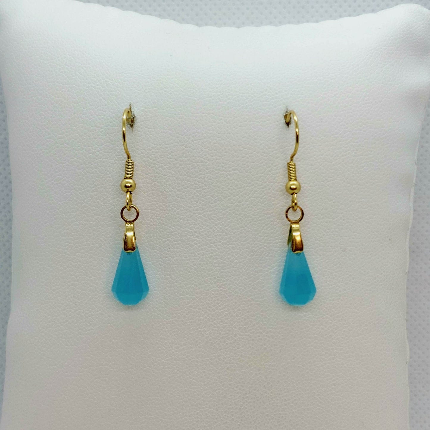 Natural Blue Chalcedony Dangle Earrings in Stainless Steel