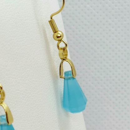 Natural Blue Chalcedony Dangle Earrings in Stainless Steel