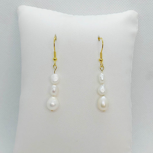 Natural Freshwater Pearls Dangle Earrings with Irregular Pearls in Gold Plated Stainless Steel