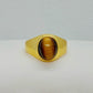 Natural Tiger Eye Ring in Gold Plated Stainless Steel