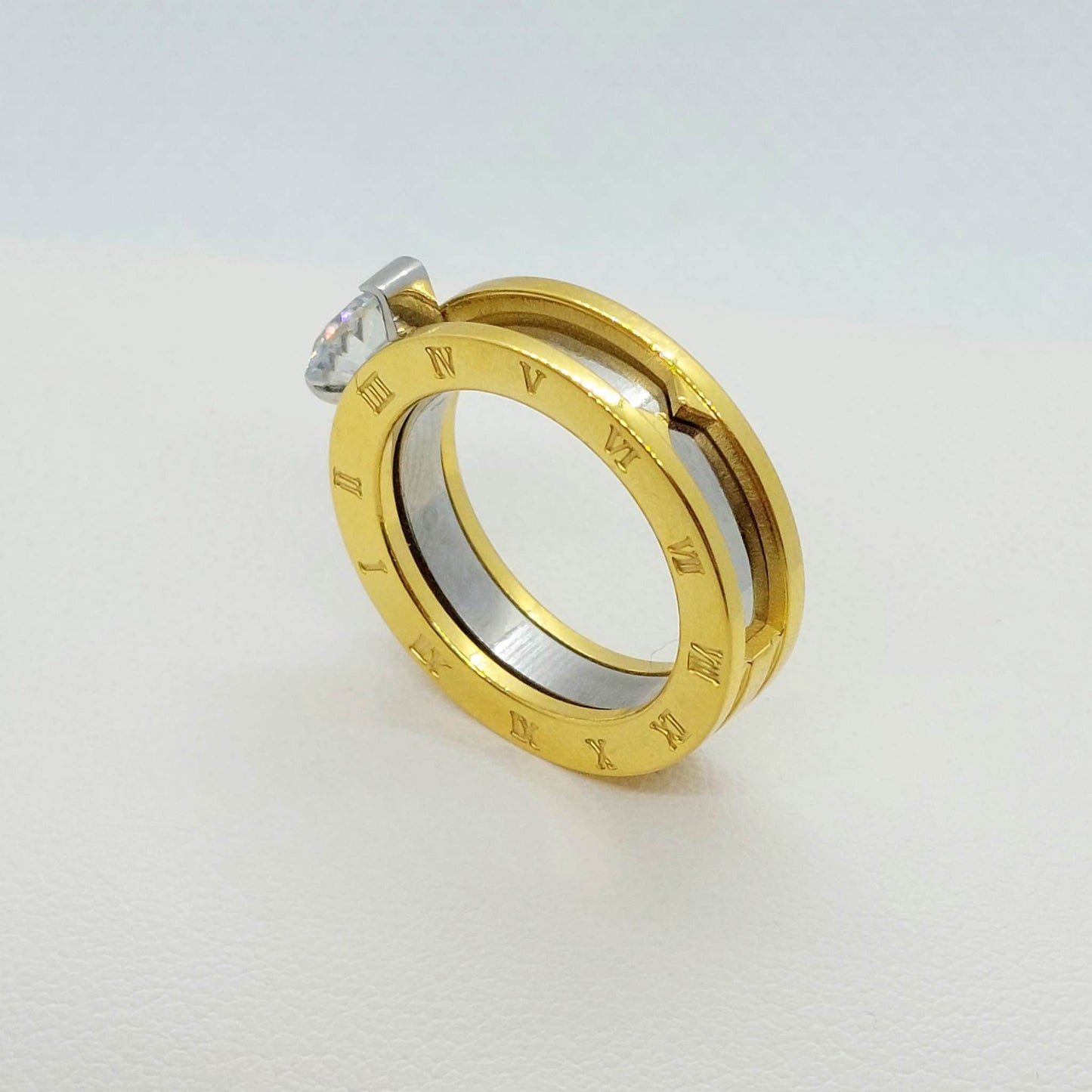 Two-in-one Zircon Ring in Stainless Steel