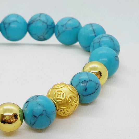 Natural Turquoise Bracelet in 10mm Stones