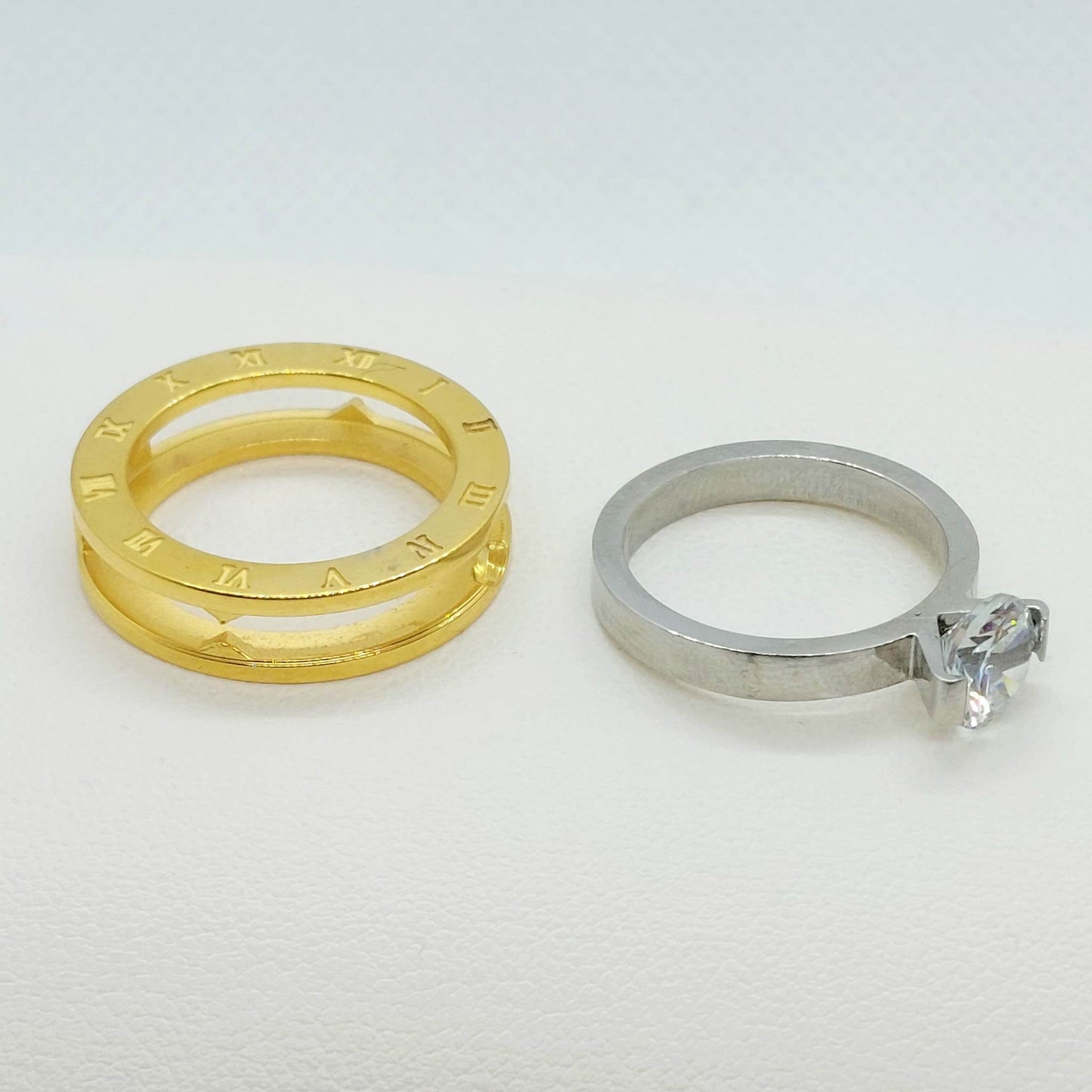 Two-in-one Zircon Ring in Stainless Steel