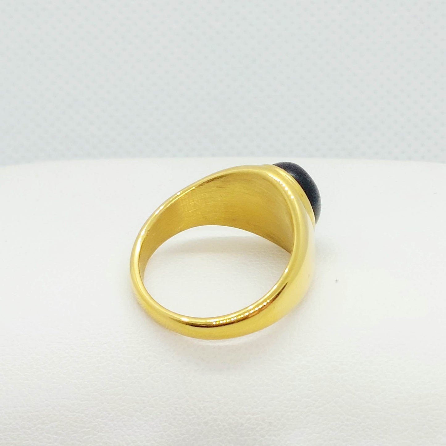 Natural Obsidian Ring in Gold Plated Stainless Steel