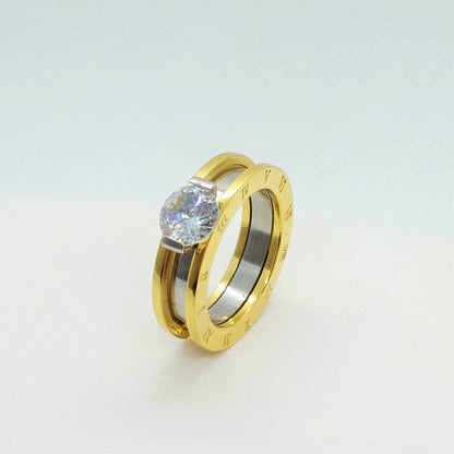 Two-in-one Zircon Ring in Stainless Steel