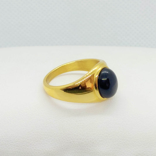 Natural Obsidian Ring in Gold Plated Stainless Steel