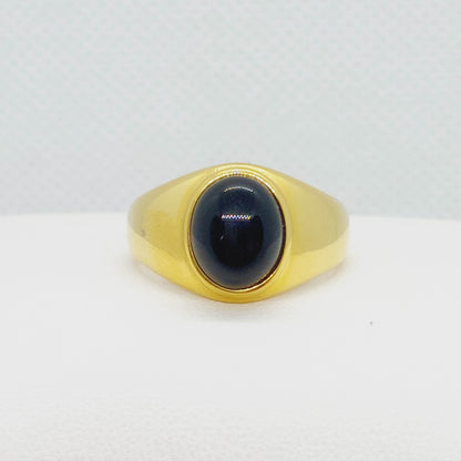 Natural Obsidian Ring in Gold Plated Stainless Steel