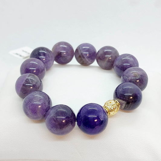 Natural Amethyst Bracelet in 16mm Stones