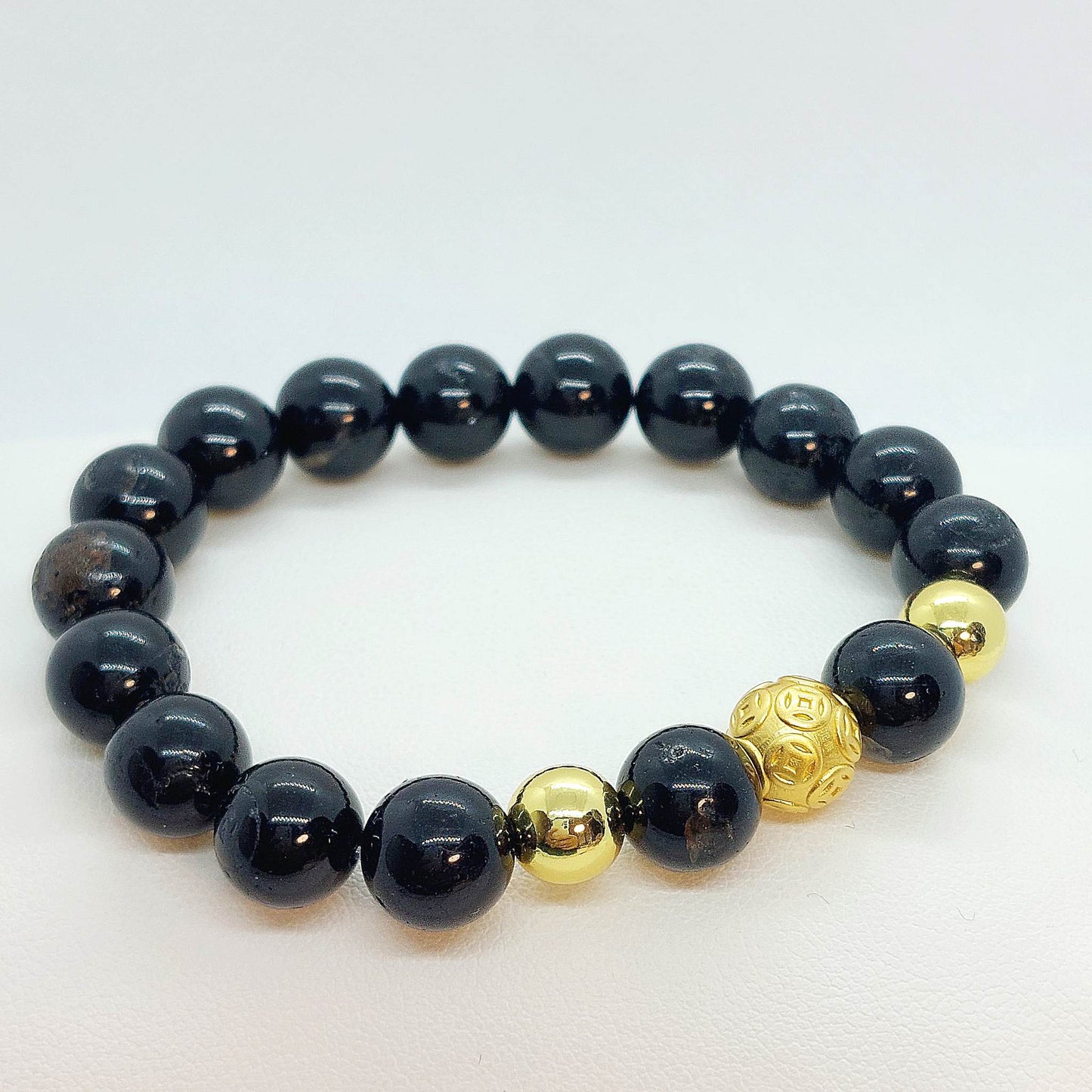 Natural Black Tourmaline Bracelet in 10mm Stones