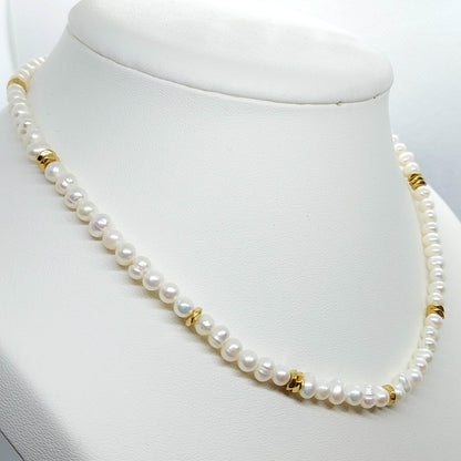 Natural Freshwater Pearl Necklace with Gold Plated Stainless Steel