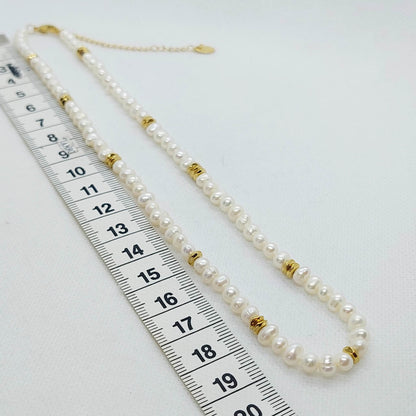 Natural Freshwater Pearl Necklace with Gold Plated Stainless Steel