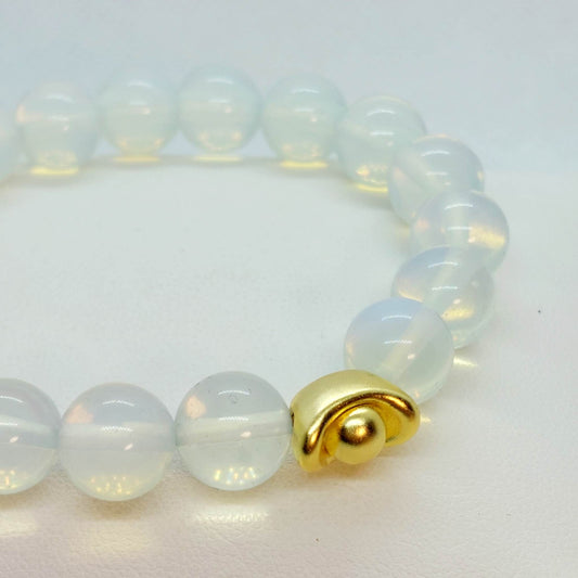 Natural Opal Bracelet in 10mm Stones with Lucky Money Bag
