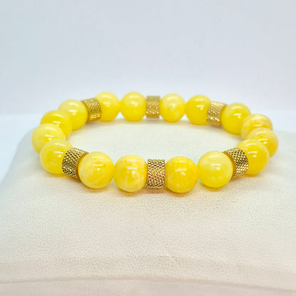 Natural Yellow Jade Bracelet in 10 and 12mm Stones