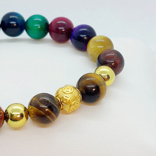 Mixed Tiger Eye Bracelet with 10mm Stones