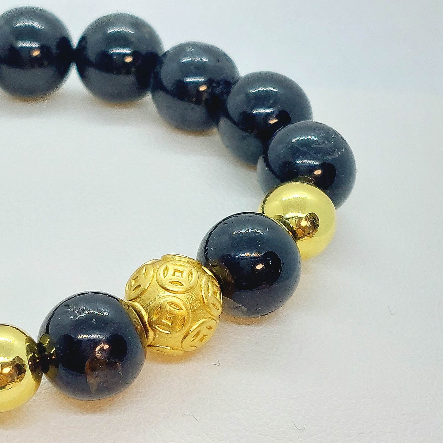 Natural Black Tourmaline Bracelet in 10mm Stones