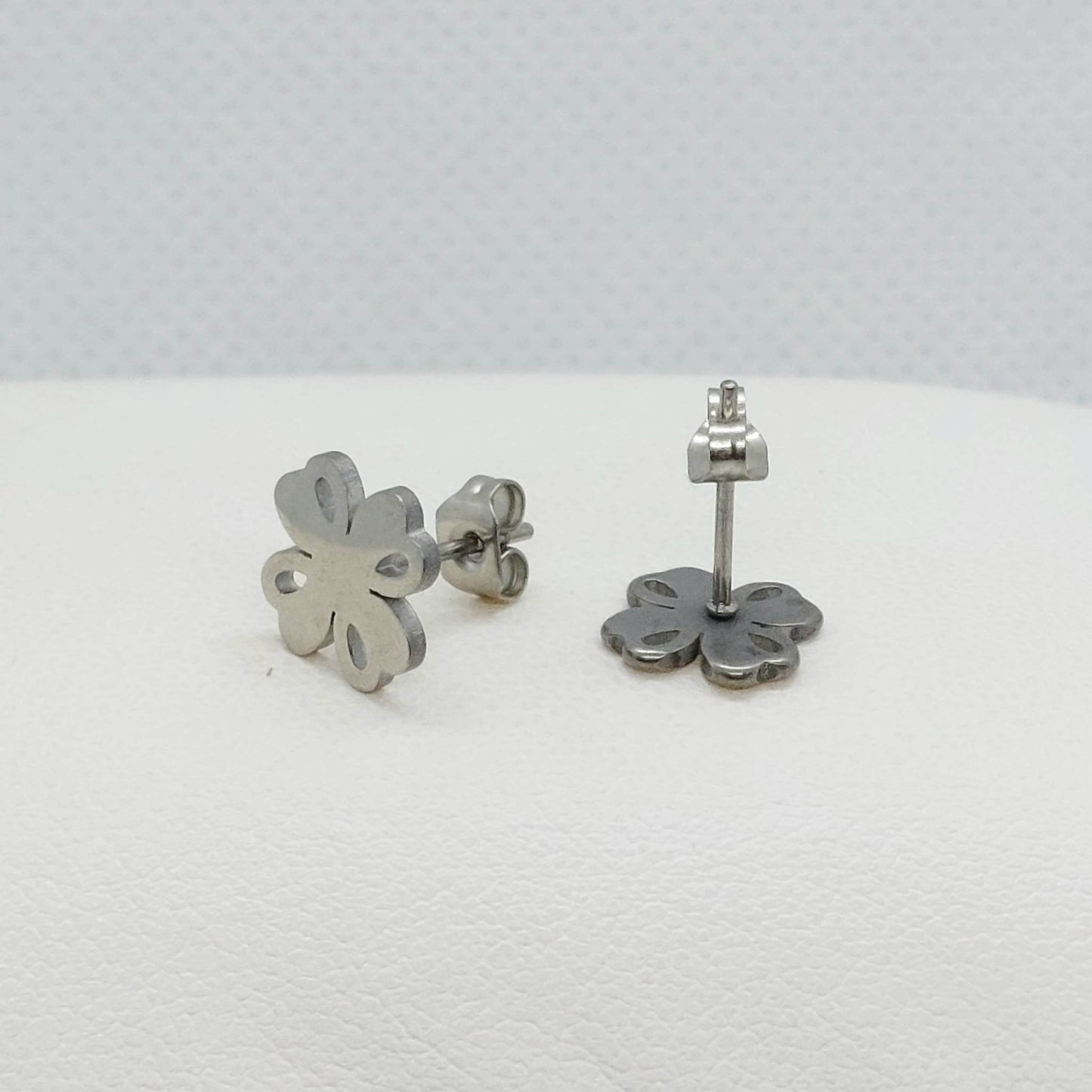 Four Leaf Clover Stud Earrings in Stainless Steel