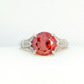 3ct Red Moissanite Diamond Ring in Sterling Silver