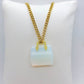 Natural Opal Handbag Pendant - Stainless Steel Gold Plated Chain Necklace