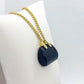 Natural Obsidian Handbag Pendant - Stainless Steel Gold Plated Chain Necklace