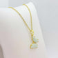 Natural Amazonite Butterfly Pendant with Stainless Steel Chain Necklace