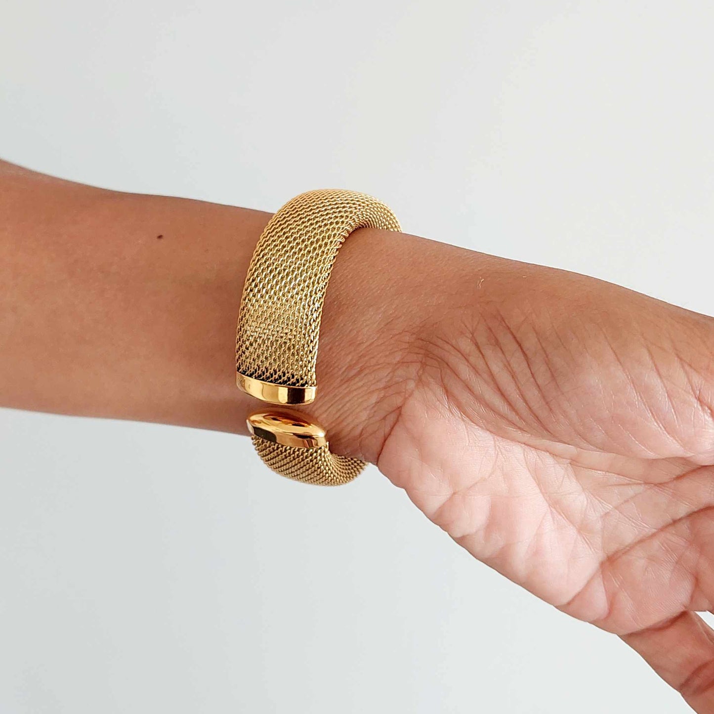 Vintage Cuff Bangle Bracelet in Gold Plated Stainless Steel