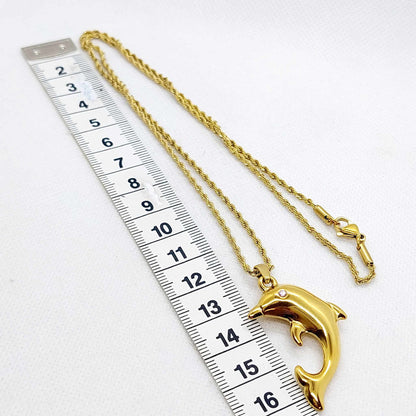Dolphin Pendant Necklace in Stainless Steel Gold Plated