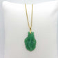 Natural Hetian Jade Fish Pendant - Stainless Steel Gold Plated Chain Necklace