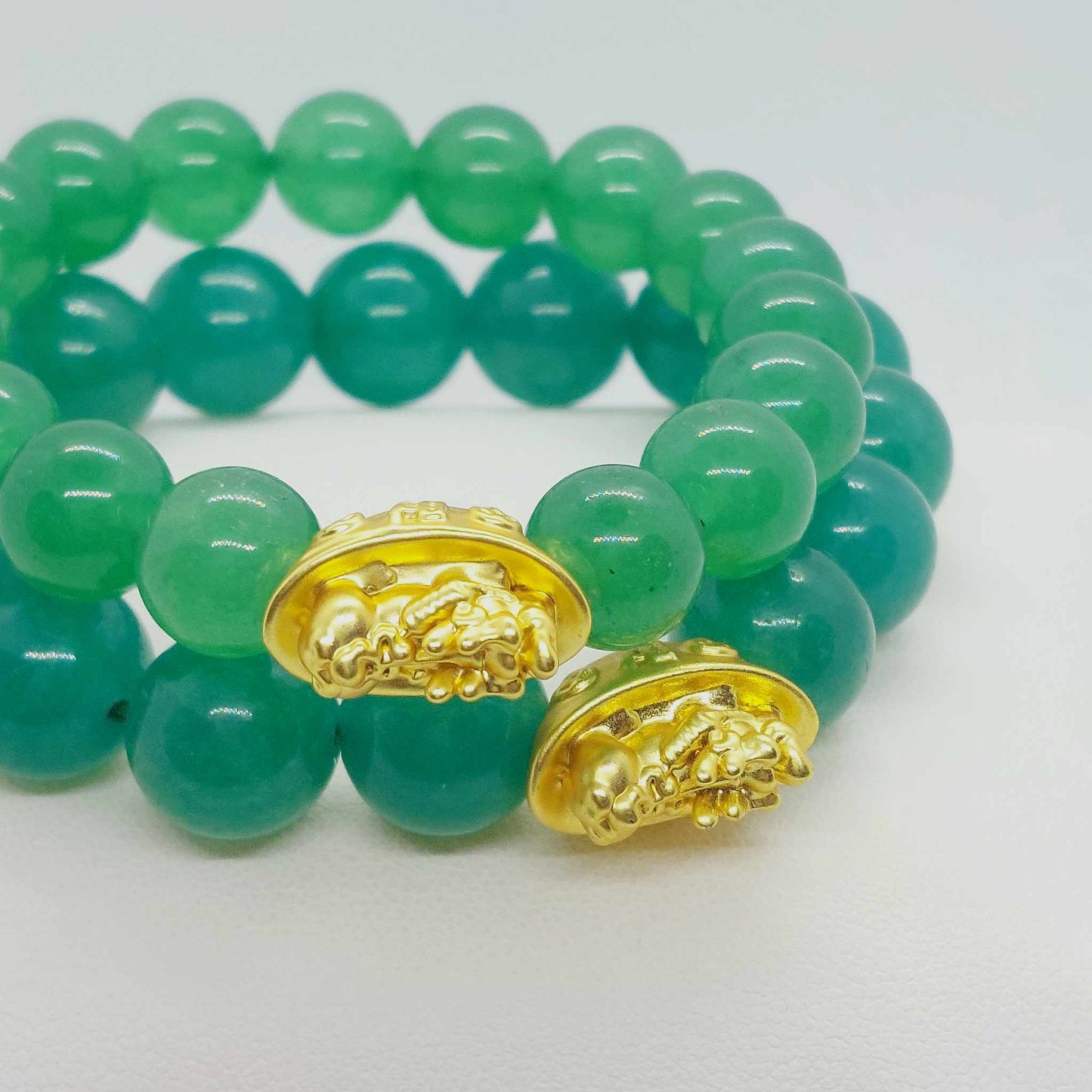 Natural Hetian Jade Bracelet in 10mm Stones with Money Bag Feng Shui