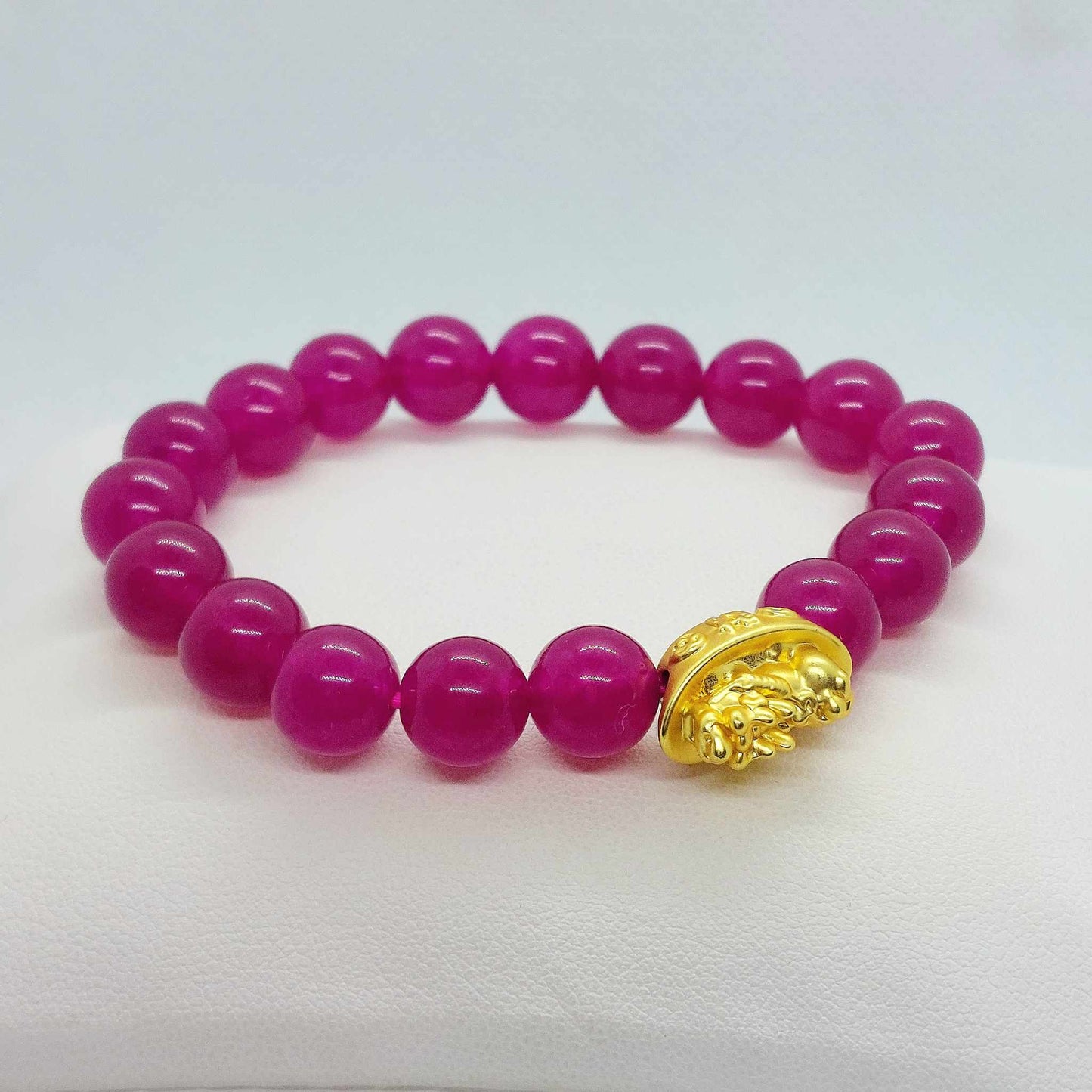 Natural Pink Tourmaline Bracelet in 10mm Stones with Money Bag Feng Shui