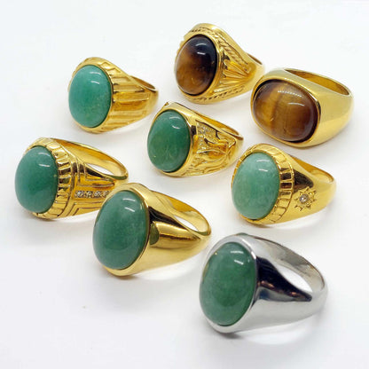 Natural Tiger Eye Ring in Stainless Steel