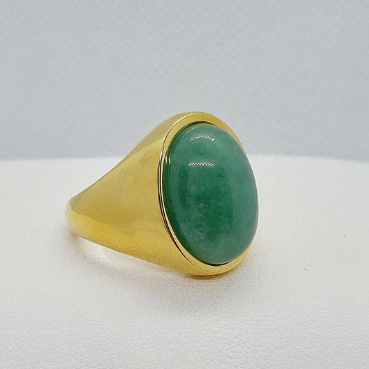 Natural Jade Ring in Stainless Steel