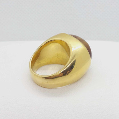 Natural Tiger Eye Ring in Stainless Steel