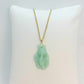 Natural Hetian Jade Fish Pendant - Stainless Steel Gold Plated Chain Necklace