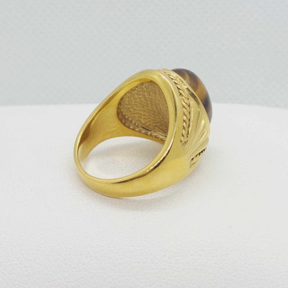 Natural Tiger Eye Ring in Stainless Steel