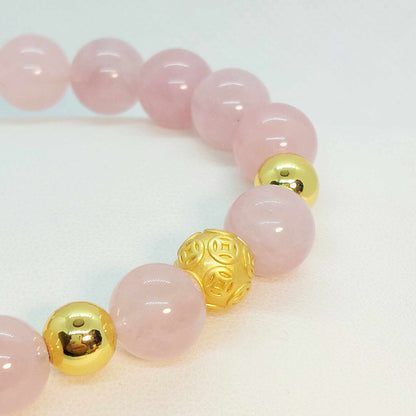 Natural Madagascar Rose Quartz Bracelet in 10mm Stones