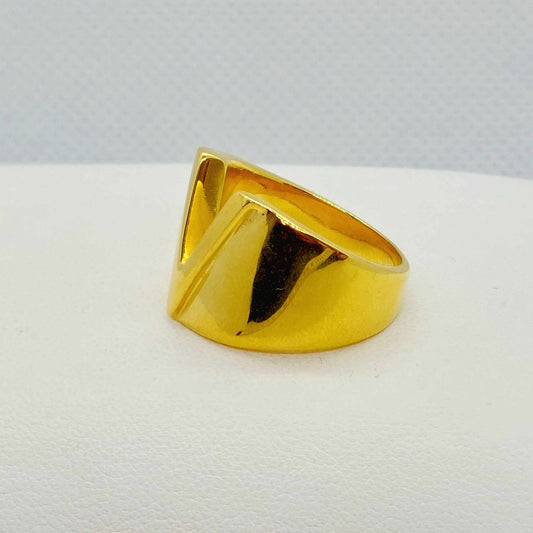 V Ring Stainless Steel Gold Plated