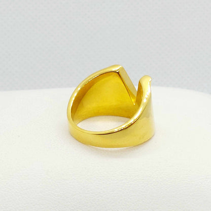 V Ring Stainless Steel Gold Plated